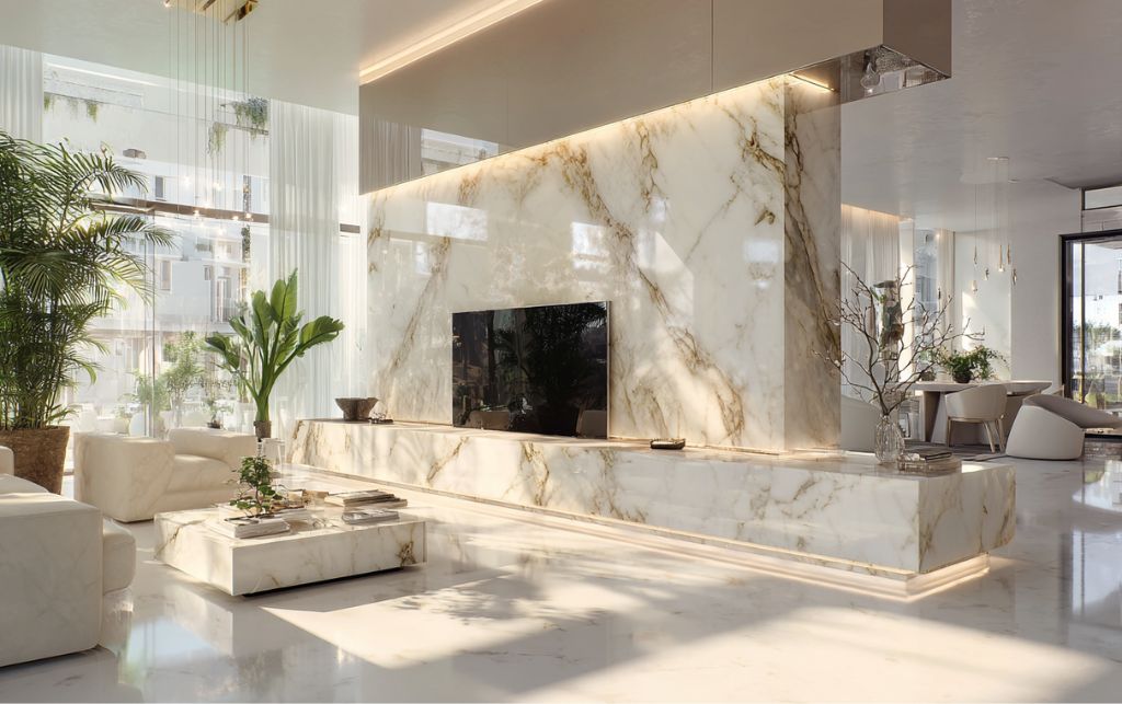 Close-up detail of high gloss lacquer finish on TV unit